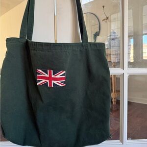 Brandy Melville Green Tote with Union Jack Patch